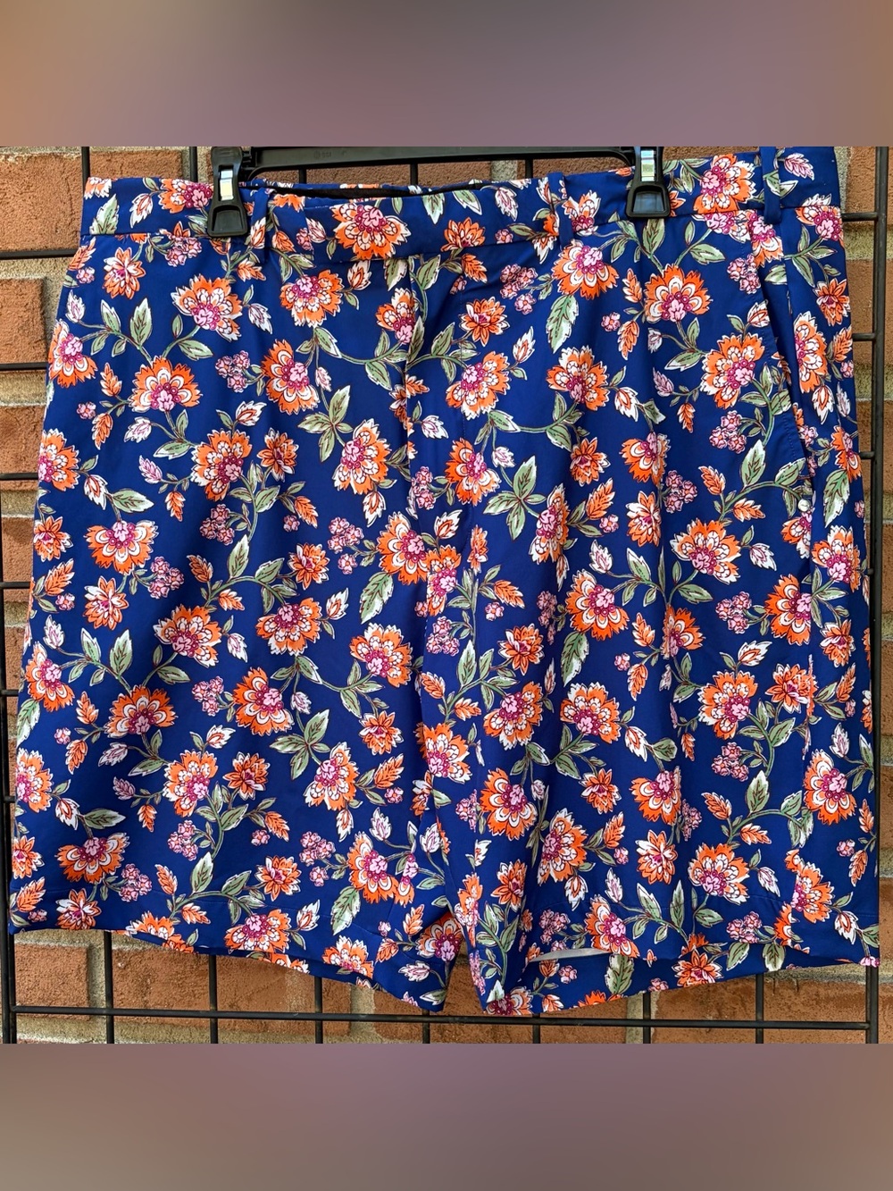 Ralph Lauren X Navy Floral Circle Shorts with Orange & Pink Blooms
